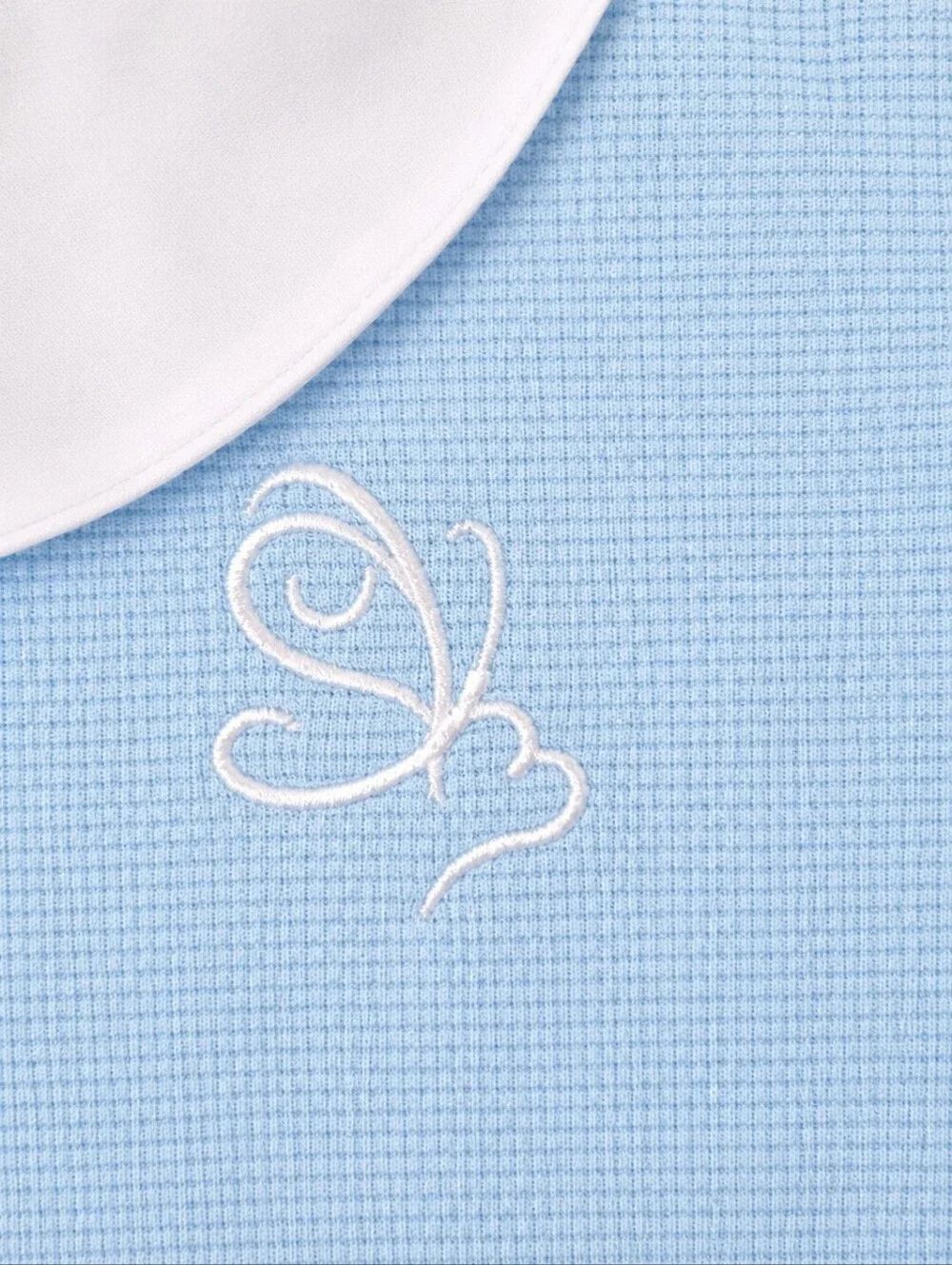 Girls' Light Blue Long-Sleeve Dress with White Trim
